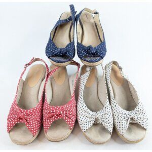 LANDS END & EASY STREET Women’s Wedge Fabric Peep Toe Sandals Lot 9.5 & 10